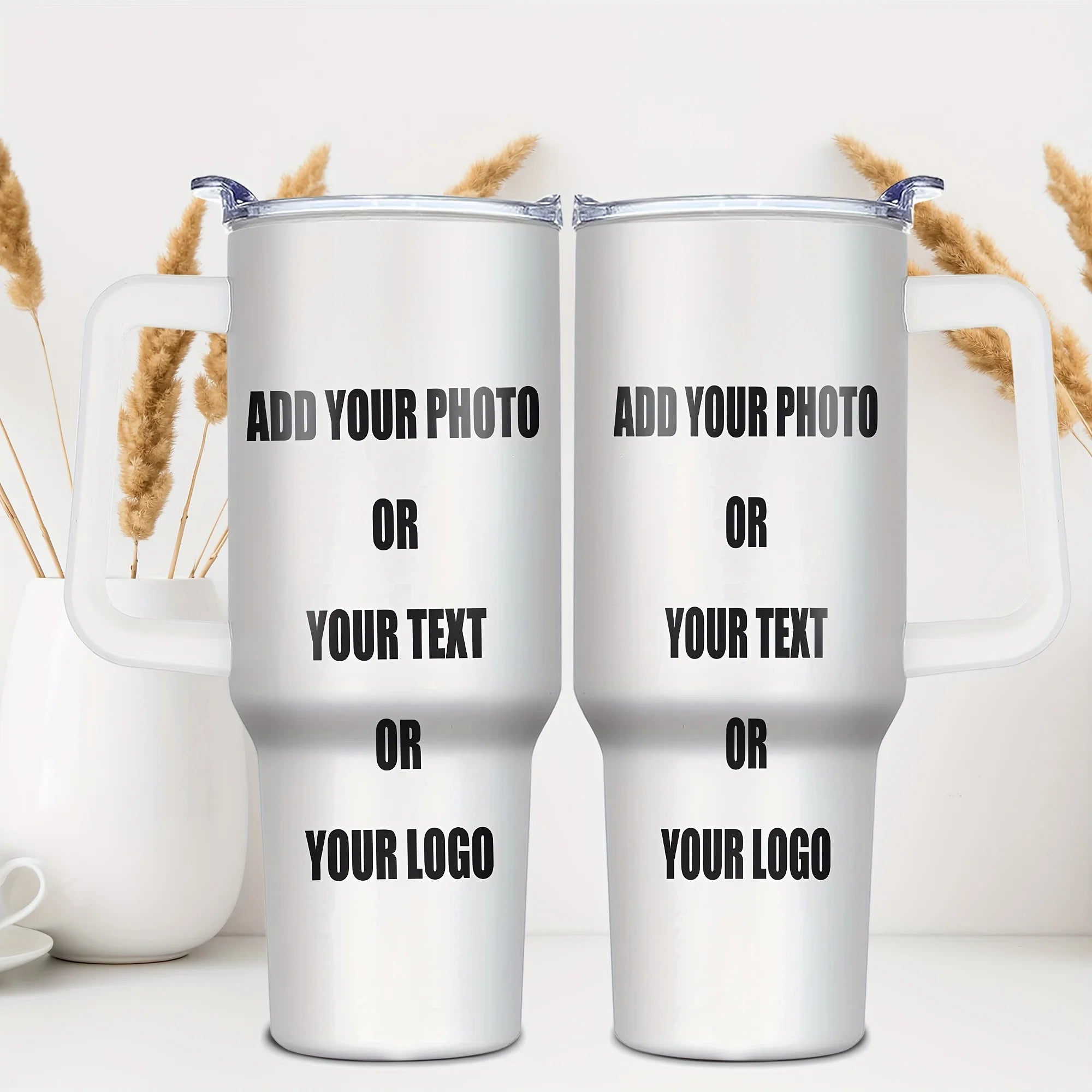 Floral Initial Letter Tumbler – 40oz Insulated Travel Mug with Handle & Straw
