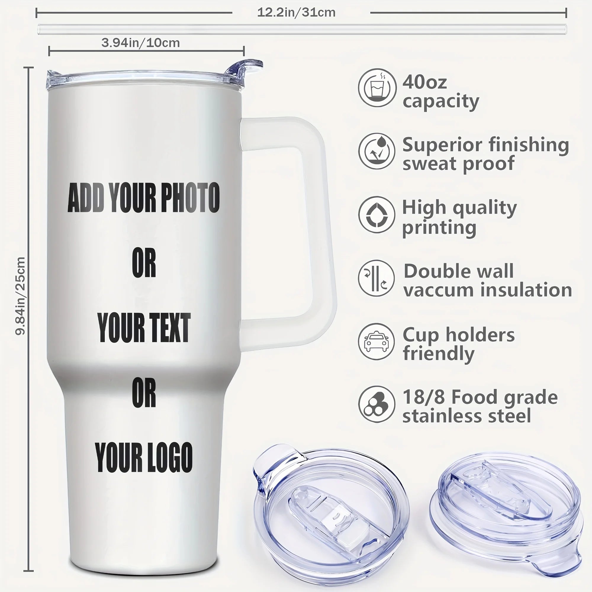 Floral Initial Letter Tumbler – 40oz Insulated Travel Mug with Handle & Straw