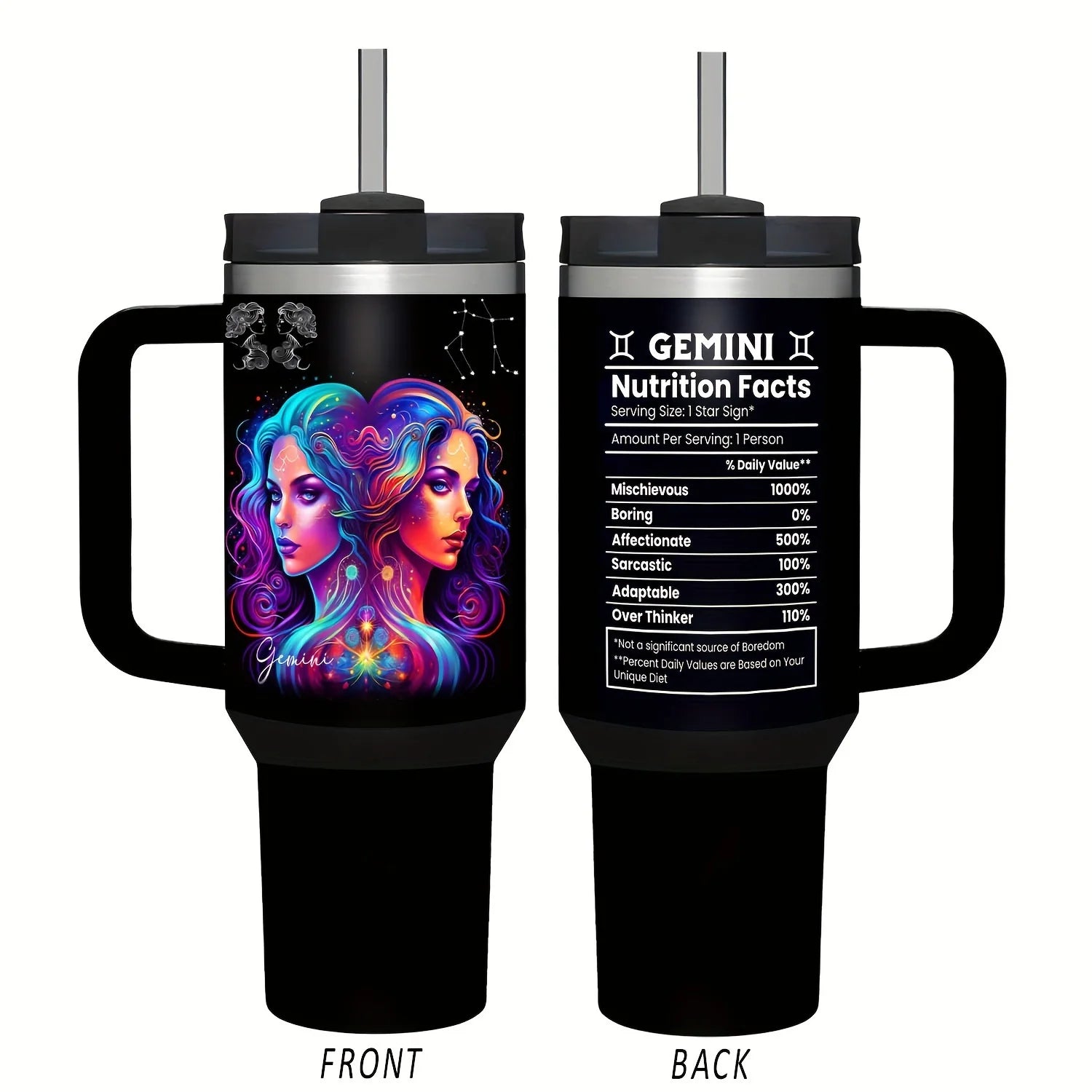 Floral Initial Letter Tumbler – 40oz Insulated Travel Mug with Handle & Straw