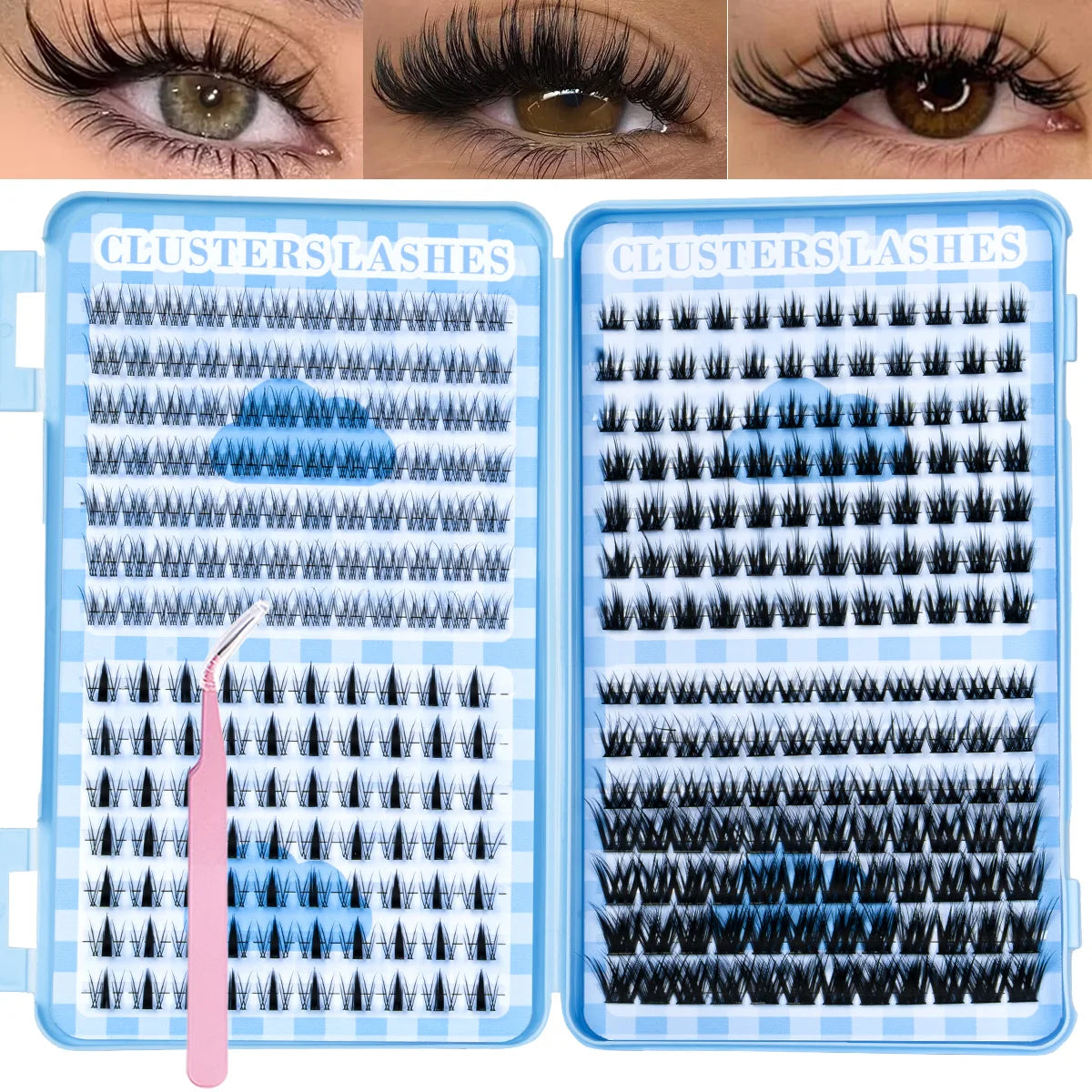 Cluster Lashes Book – DIY Individual Lash Extensions Kit with Tweezers