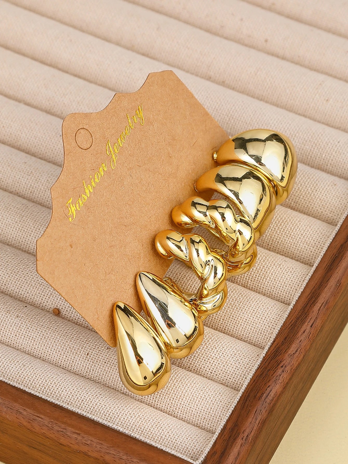 Gold Fashion Earrings Set – 9pcs Chunky Hoop & Drop Earrings for Women