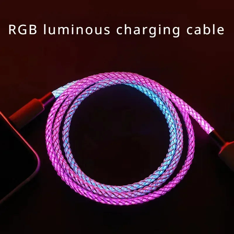 LED Flowing Light USB Charging Cable – Fast Charge Glow Cable for iPhone & Android