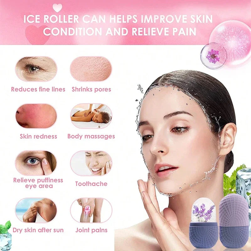 Lavender Ice Globe Face Roller – Floral Cold Therapy Skincare Tool