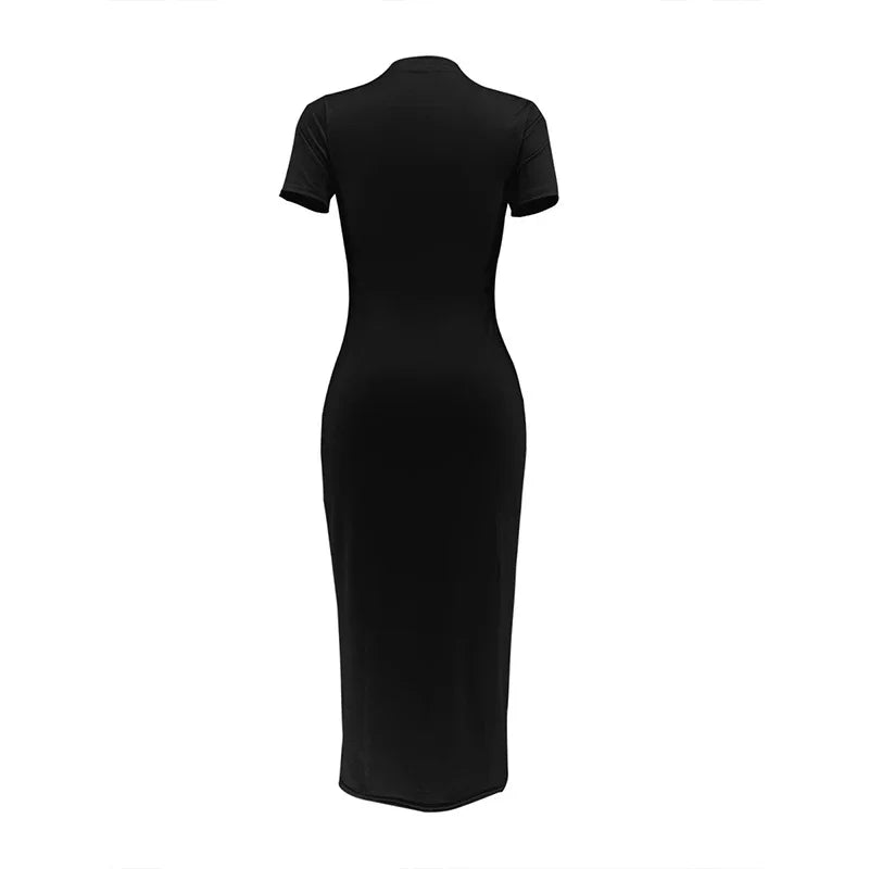 Blessed Bodycon Midi Dress – Black Slogan T-Shirt Dress for Women
