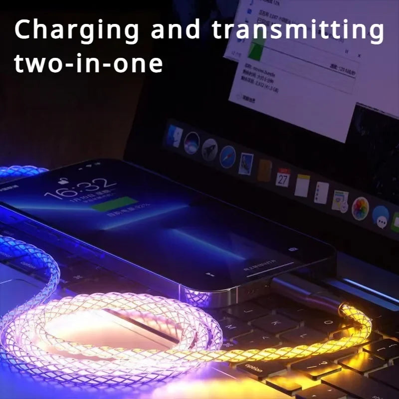 LED Flowing Light USB Charging Cable – Fast Charge Glow Cable for iPhone & Android