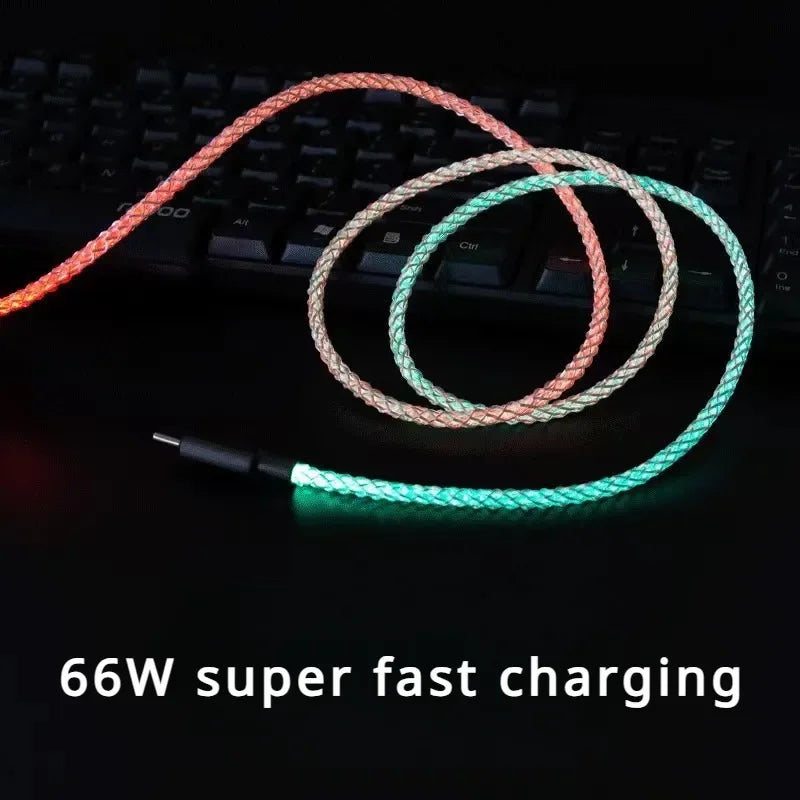 LED Flowing Light USB Charging Cable – Fast Charge Glow Cable for iPhone & Android