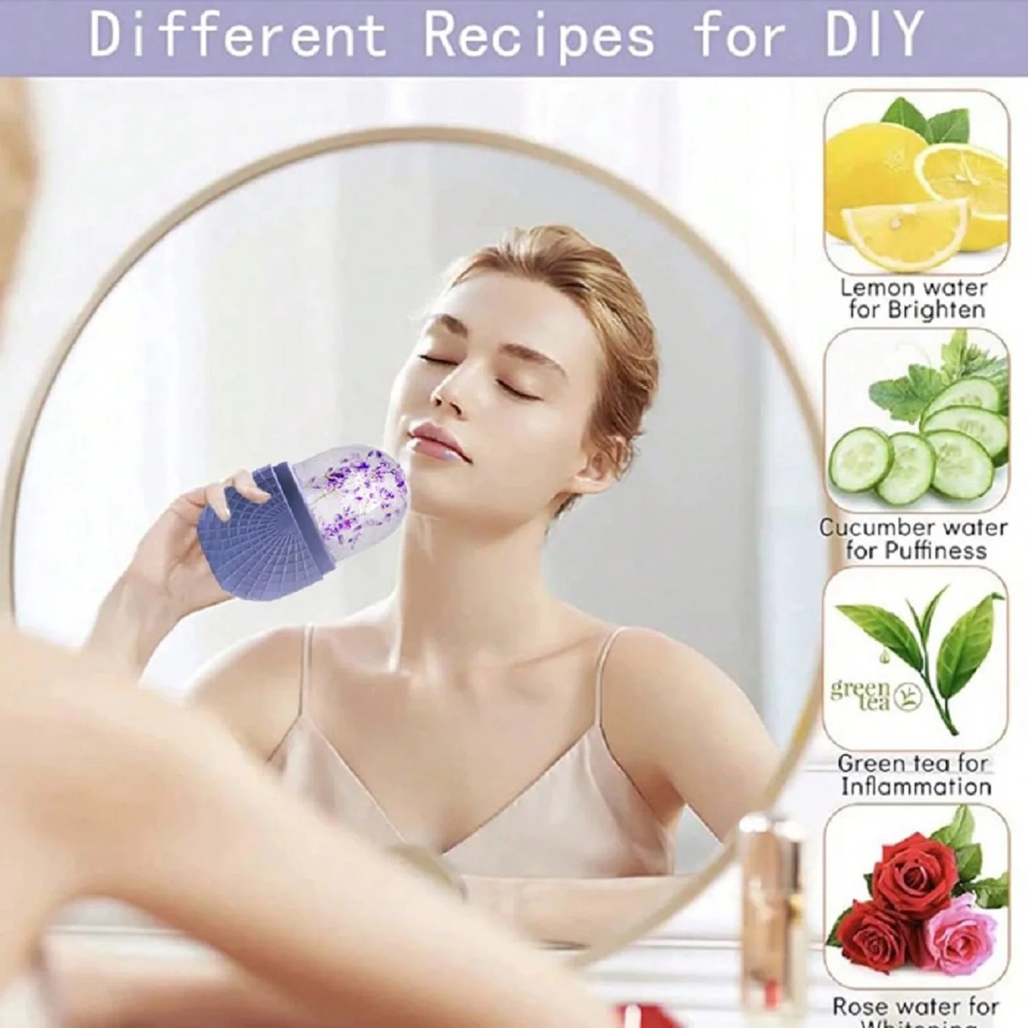 Lavender Ice Globe Face Roller – Floral Cold Therapy Skincare Tool