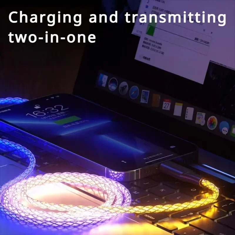 LED Flowing Light USB Charging Cable – Fast Charge Glow Cable for iPhone & Android