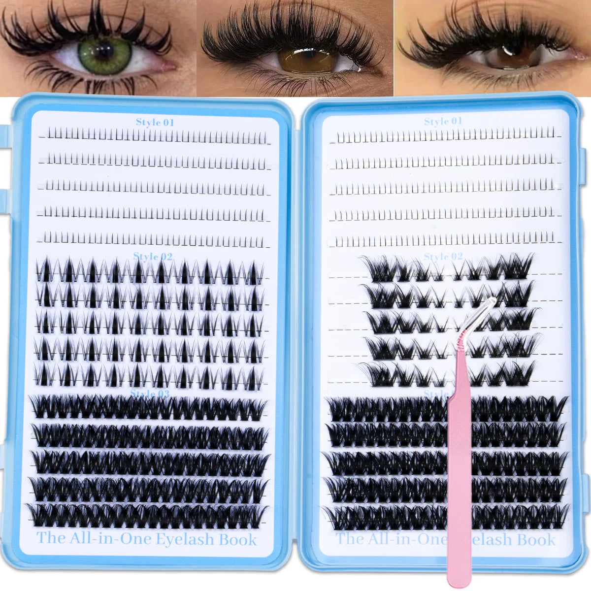 Cluster Lashes Book – DIY Individual Lash Extensions Kit with Tweezers