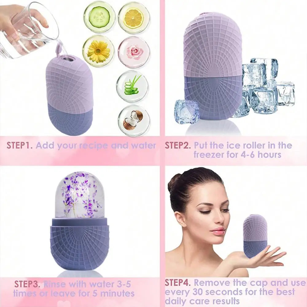 Lavender Ice Globe Face Roller – Floral Cold Therapy Skincare Tool