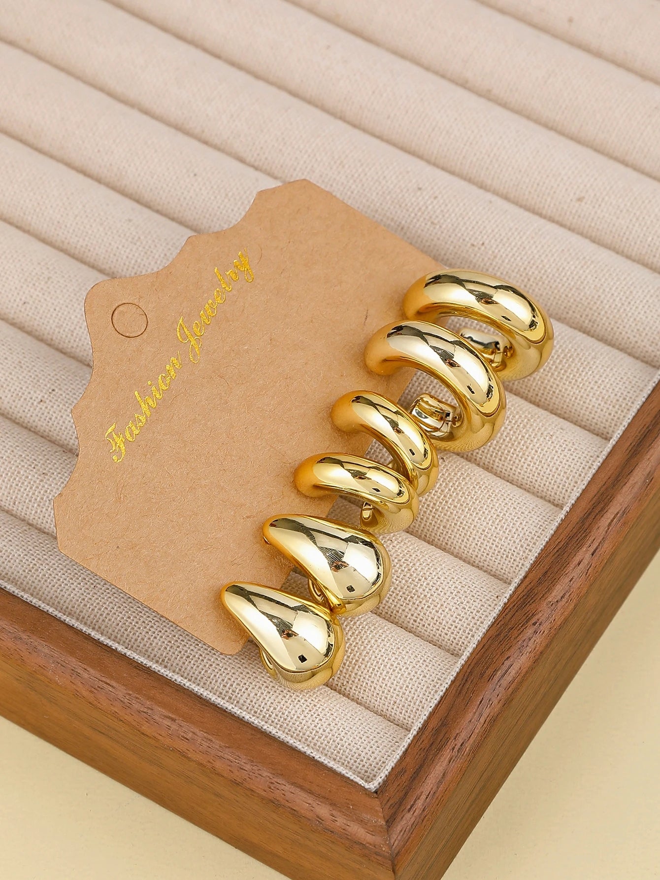 Gold Fashion Earrings Set – 9pcs Chunky Hoop & Drop Earrings for Women