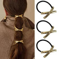 3pcs Punk Metal Hair Bands – Gold Elastic Scrunchies for Women & Girls