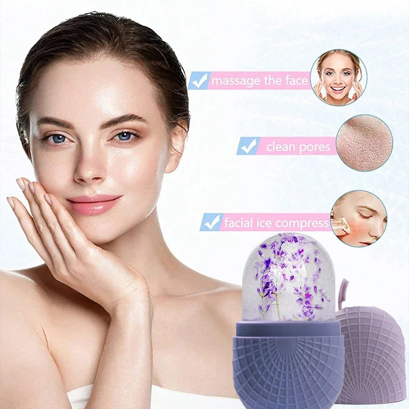 Lavender Ice Globe Face Roller – Floral Cold Therapy Skincare Tool