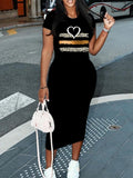 Blessed Bodycon Midi Dress – Black Slogan T-Shirt Dress for Women