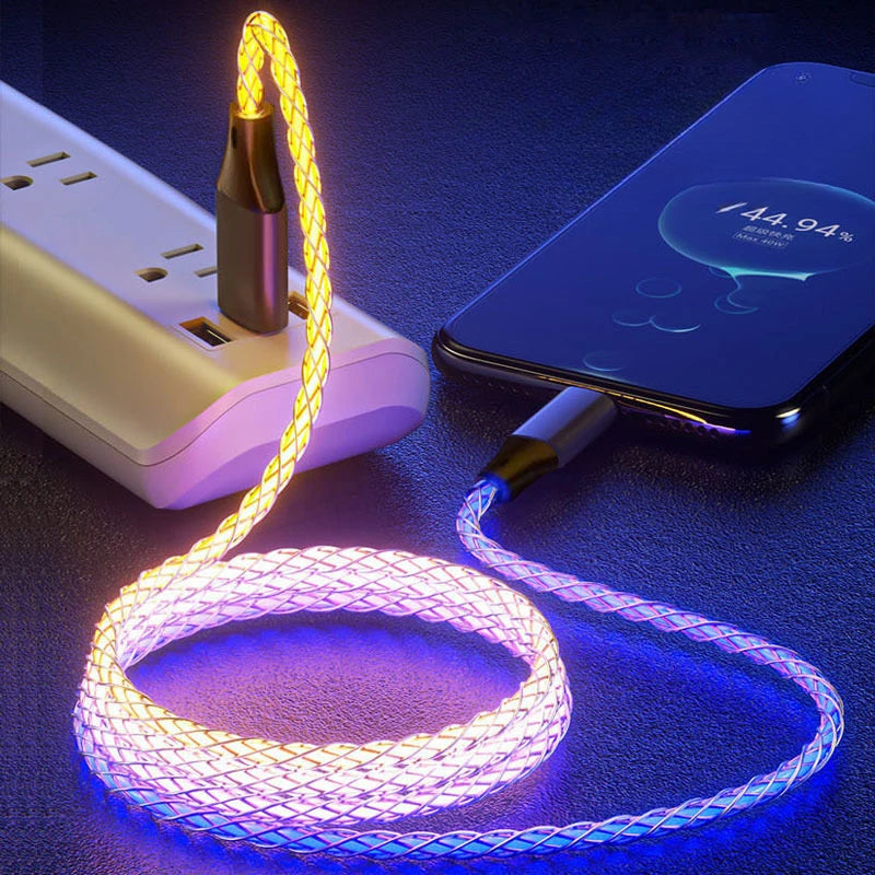 LED Flowing Light USB Charging Cable – Fast Charge Glow Cable for iPhone & Android