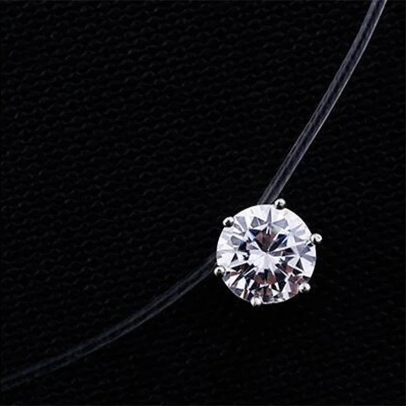 Invisible Diamond Crystal Necklace – Floating Zirconia Pendant for Women