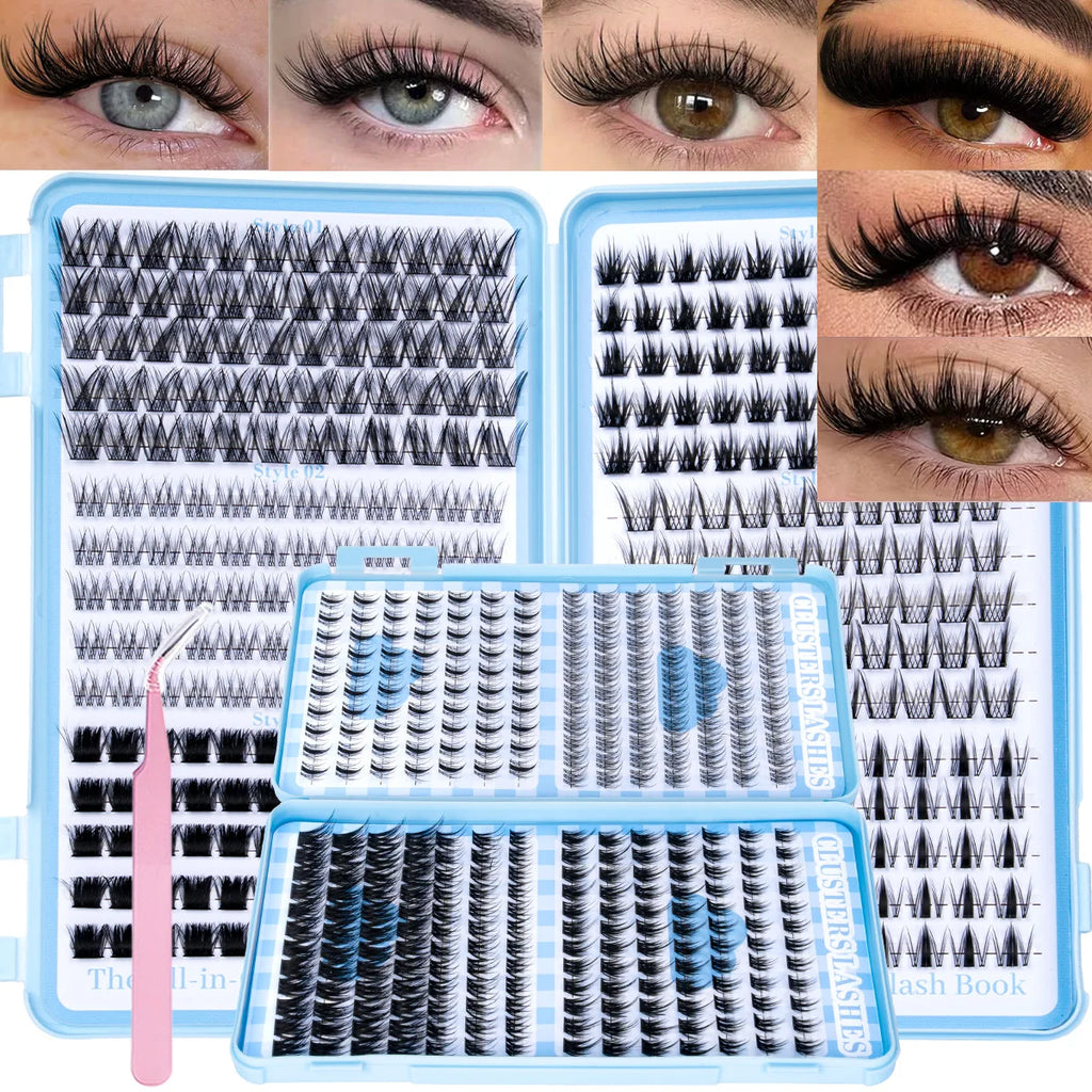 Cluster Lashes Book – DIY Individual Lash Extensions Kit with Tweezers