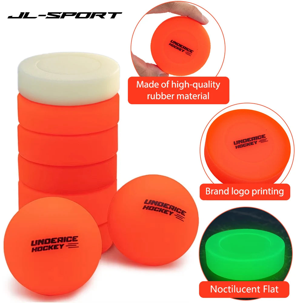 JL-Sport Underice Hockey Balls – High-Quality Rubber | Glow in the Dark Option