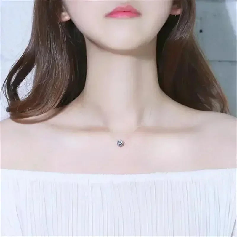 Invisible Diamond Crystal Necklace – Floating Zirconia Pendant for Women