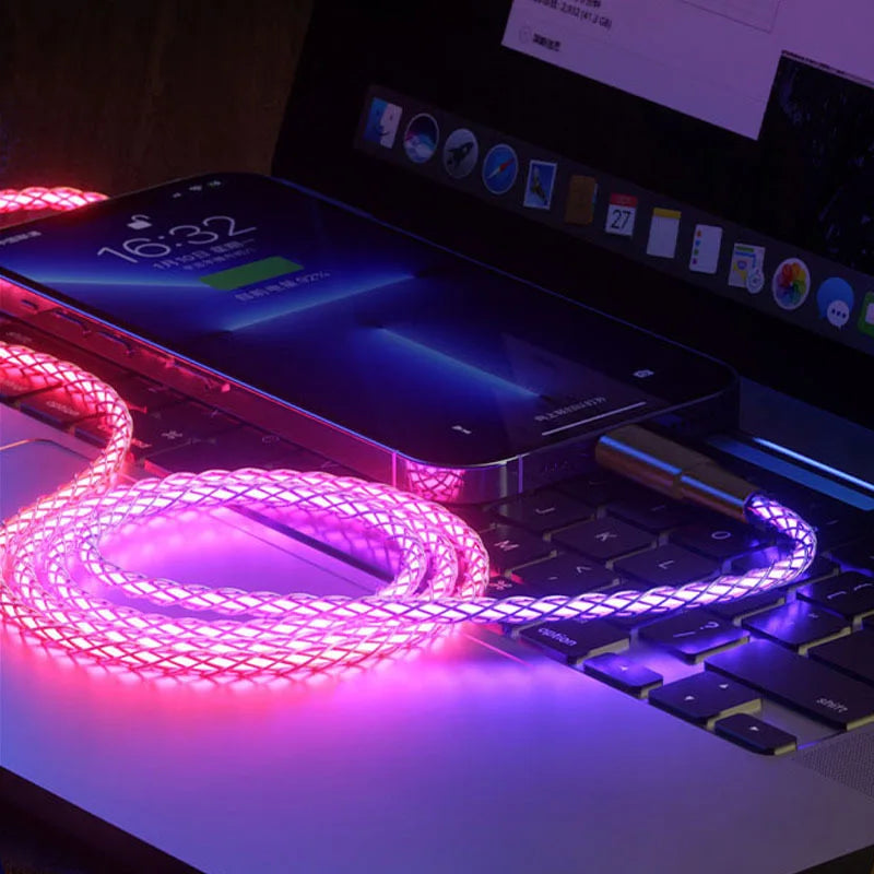 LED Flowing Light USB Charging Cable – Fast Charge Glow Cable for iPhone & Android
