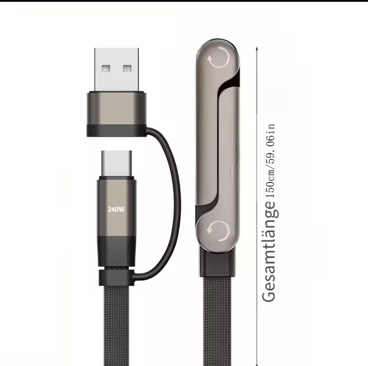 UltraCharge 240W – Fast Charging Cable with Built‑In Phone Stand
