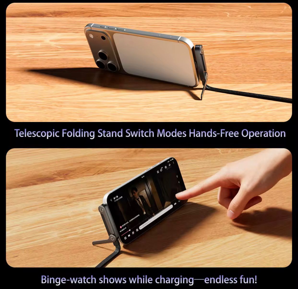 UltraCharge 240W – Fast Charging Cable with Built‑In Phone Stand